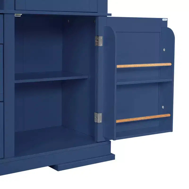 63.3 Freestanding Large Kitchen Pantry Cabinet, Microwave Cabinet with Drawers, Adjustable Shelves for Kitchen or Dining Room-Panipeachy