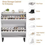47.2in Freestanding Shoe Cabinet with 4 Flip Doors, Adjustable ShelfWooden Hidden Storage Organizer for Entryway, Hallway