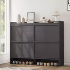 47.2in Freestanding Shoe Cabinet with 4 Flip Doors, Adjustable ShelfWooden Hidden Storage Organizer for Entryway, Hallway