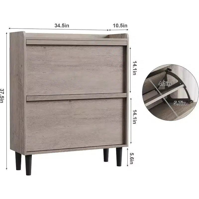 47.2in Freestanding Shoe Cabinet with 4 Flip Doors, Adjustable ShelfWooden Hidden Storage Organizer for Entryway, Hallway