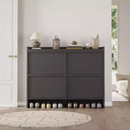 47.2in Freestanding Shoe Cabinet with 4 Flip Doors, Adjustable ShelfWooden Hidden Storage Organizer for Entryway, Hallway