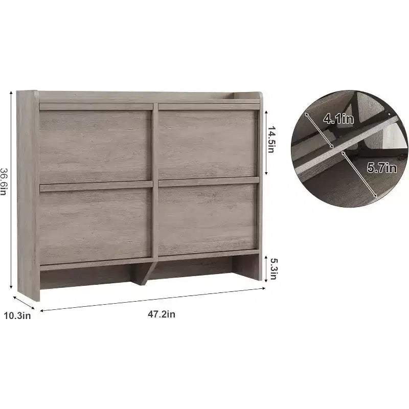 47.2in Freestanding Shoe Cabinet with 4 Flip Doors, Adjustable ShelfWooden Hidden Storage Organizer for Entryway, Hallway