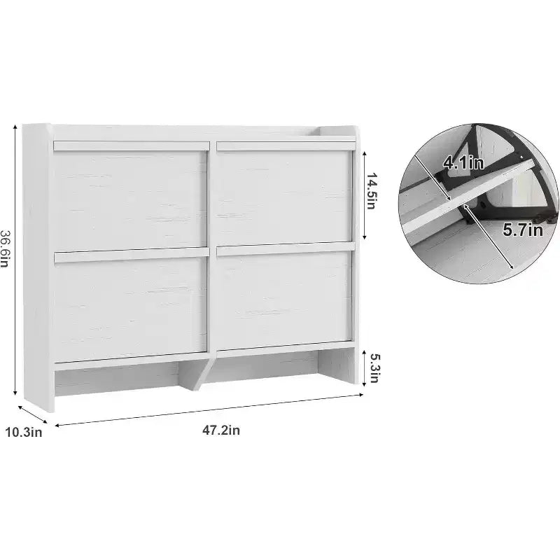 47.2in Freestanding Shoe Cabinet with 4 Flip Doors, Adjustable ShelfWooden Hidden Storage Organizer for Entryway, Hallway