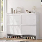 47.2in Freestanding Shoe Cabinet with 4 Flip Doors, Adjustable ShelfWooden Hidden Storage Organizer for Entryway, Hallway