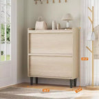 47.2in Freestanding Shoe Cabinet with 4 Flip Doors, Adjustable ShelfWooden Hidden Storage Organizer for Entryway, Hallway