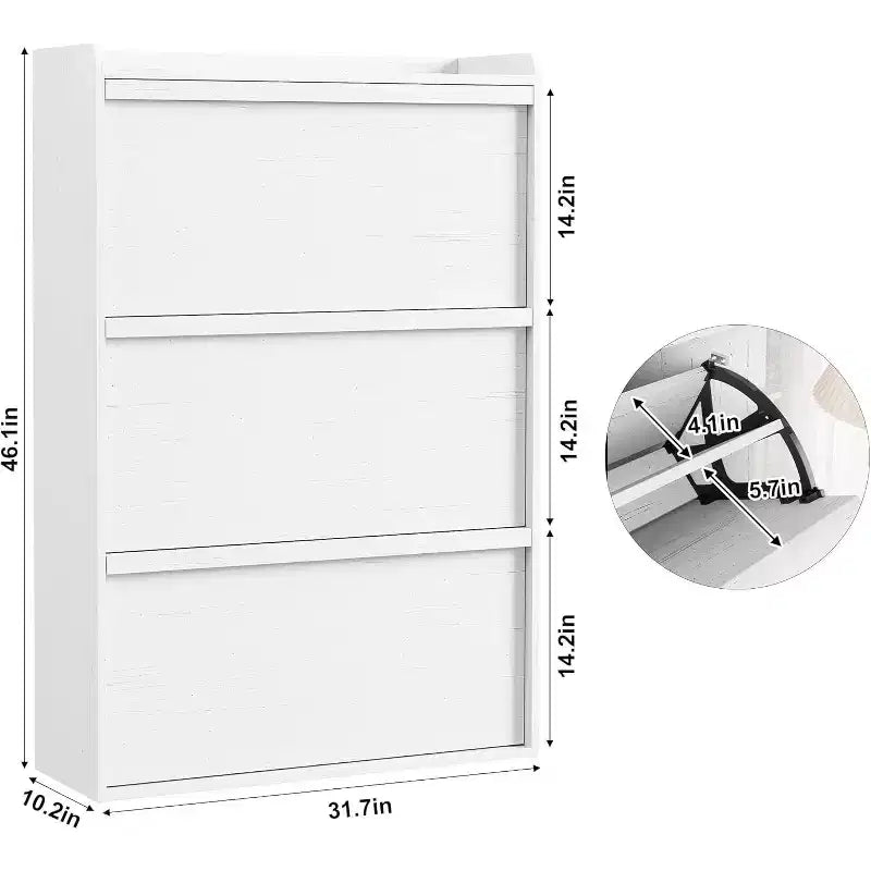 47.2in Freestanding Shoe Cabinet with 4 Flip Doors, Adjustable ShelfWooden Hidden Storage Organizer for Entryway, Hallway