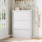 47.2in Freestanding Shoe Cabinet with 4 Flip Doors, Adjustable ShelfWooden Hidden Storage Organizer for Entryway, Hallway