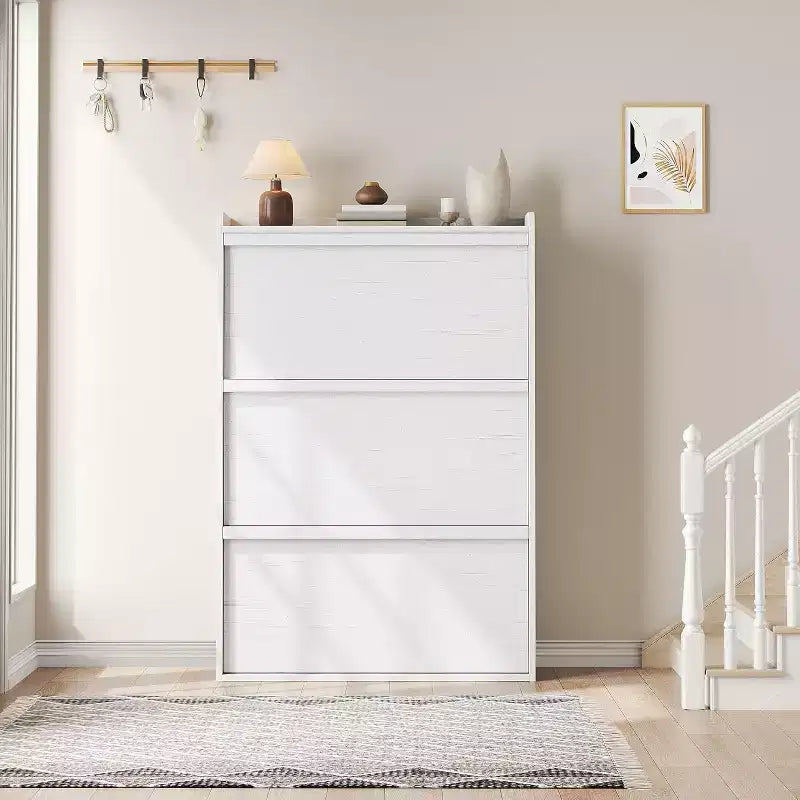 47.2in Freestanding Shoe Cabinet with 4 Flip Doors, Adjustable ShelfWooden Hidden Storage Organizer for Entryway, Hallway