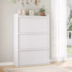 47.2in Freestanding Shoe Cabinet with 4 Flip Doors, Adjustable ShelfWooden Hidden Storage Organizer for Entryway, Hallway