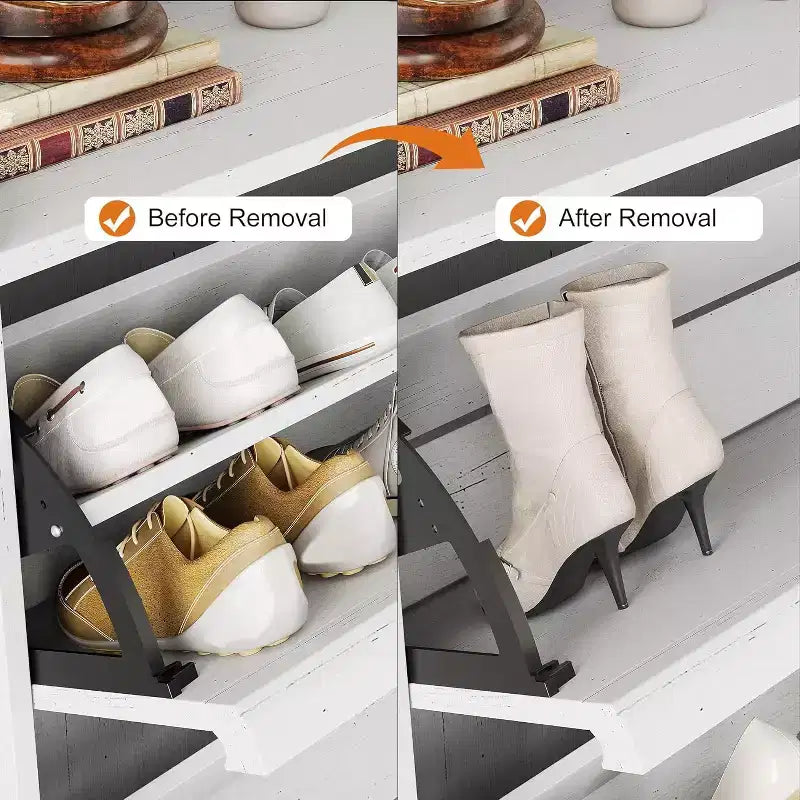 47.2in Freestanding Shoe Cabinet with 4 Flip Doors, Adjustable ShelfWooden Hidden Storage Organizer for Entryway, Hallway