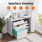 Okak Modern 3-Layer Mobile Filing Cabinet with Wooden Drawers & Wheels,Lateral Storage File Cabinet for Home Office,Study