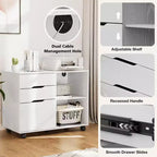 Okak Modern 3-Layer Mobile Filing Cabinet with Wooden Drawers & Wheels,Lateral Storage File Cabinet for Home Office,Study
