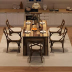 brownDining Table for 6-8, 71 Rectangular Farmhouse Kitchen Table, Wooden Dining Room Table with Reinforced Support Base & Triangle Legs