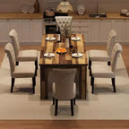 brownDining Table for 6-8, 71 Rectangular Farmhouse Kitchen Table, Wooden Dining Room Table with Reinforced Support Base & Triangle Legs