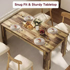 brownDining Table for 6-8, 71 Rectangular Farmhouse Kitchen Table, Wooden Dining Room Table with Reinforced Support Base & Triangle Legs