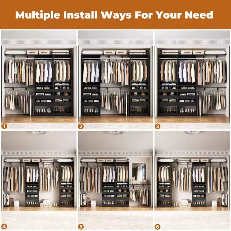 Besiost Set of Two 80-120W Closet System with Door and Wooden Drawers