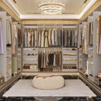 Besiost Set of Two 80-120W Closet System with Door and Wooden Drawers