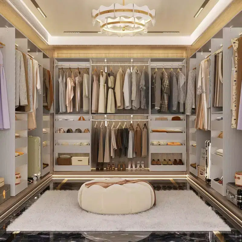 Besiost Set of Two 80-120W Closet System with Door and Wooden Drawers