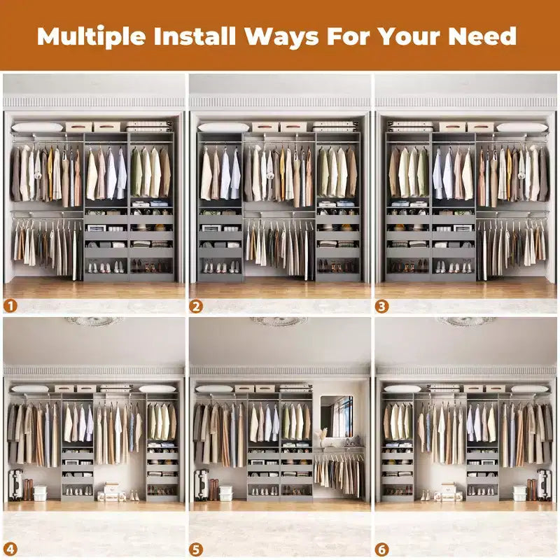 Besiost Set of Two 80-120W Closet System with Door and Wooden Drawers