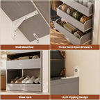 Besiost Set of Two 80-120W Closet System with Door and Wooden Drawers