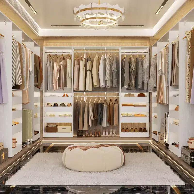 Besiost Set of Two 80-120W Closet System with Door and Wooden Drawers