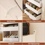 Besiost Set of Two 80-120W Closet System with Door and Wooden Drawers