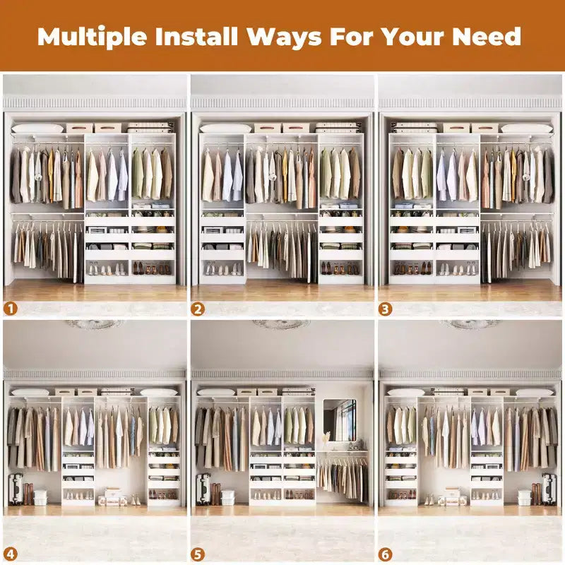 Besiost Set of Two 80-120W Closet System with Door and Wooden Drawers