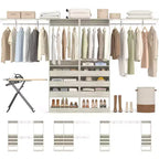 Besiost Set of Two 80-120W Closet System with Door and Wooden Drawers