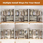 Besiost Set of Two 80-120W Closet System with Door and Wooden Drawers