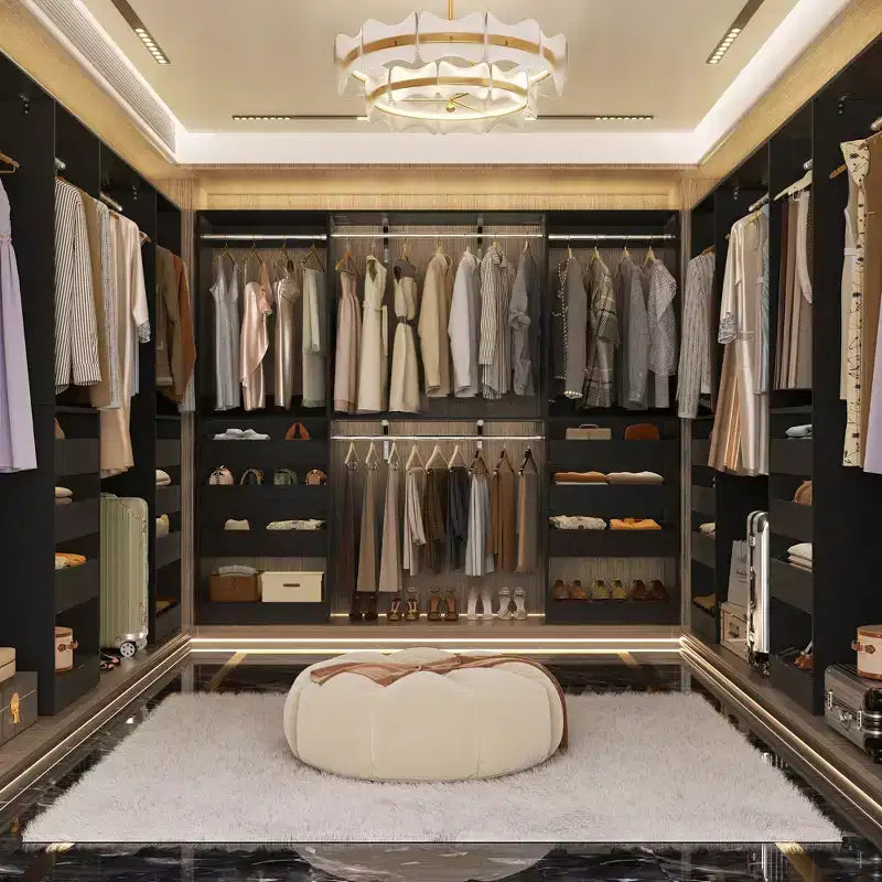 Besiost Set of Two 80-120W Closet System with Door and Wooden Drawers
