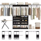 Besiost Set of Two 80-120W Closet System with Door and Wooden Drawers