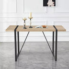 Table de salle à manger rustique industrielle pour 4 à 6 personnes, avec plateau en bois d'ingénierie de 3,8 cm d'épaisseur et pieds en métal noir, bureau rectangulaire en bois pour cuisine et salon