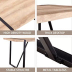 Table de salle à manger rustique industrielle pour 4 à 6 personnes, avec plateau en bois d'ingénierie de 3,8 cm d'épaisseur et pieds en métal noir, bureau rectangulaire en bois pour cuisine et salon