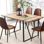 Table de salle à manger rustique industrielle pour 4 à 6 personnes, avec plateau en bois d'ingénierie de 3,8 cm d'épaisseur et pieds en métal noir, bureau rectangulaire en bois pour cuisine et salon