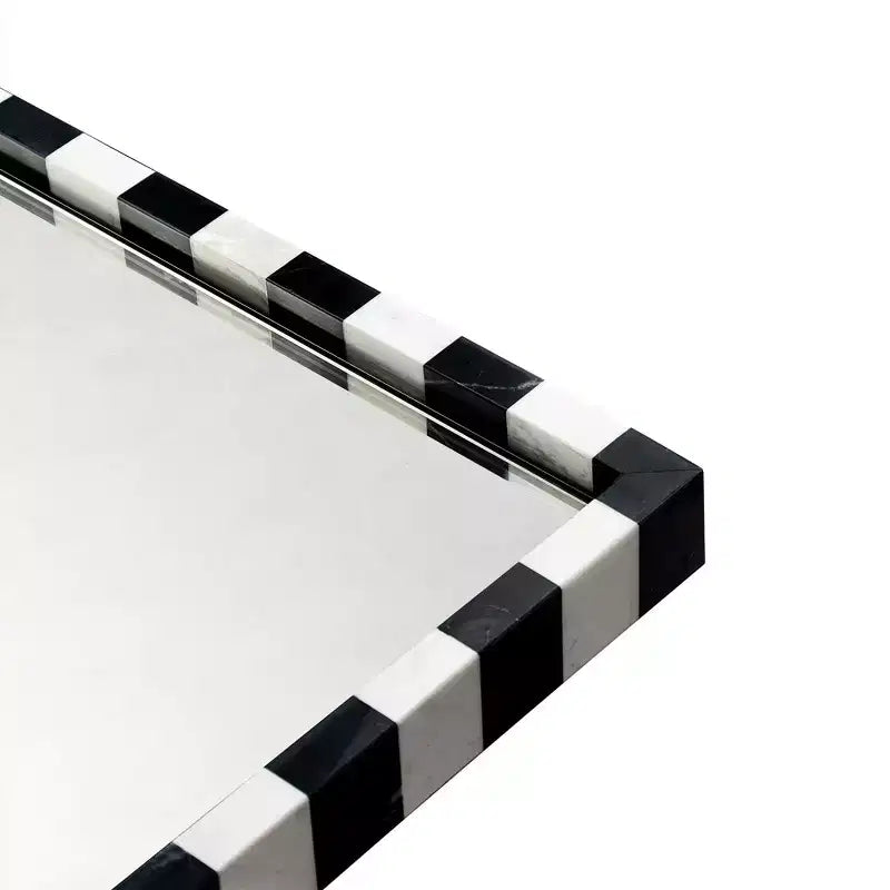TEHOME livra Decorative Marble Rectangular Wall Mirror in Bold Black and White Checkerboard Pattern 20 x 30'', Perfect for Bathroom, Entryway