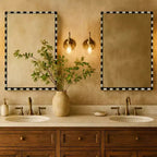TEHOME livra Decorative Marble Rectangular Wall Mirror in Bold Black and White Checkerboard Pattern 20 x 30'', Perfect for Bathroom, Entryway