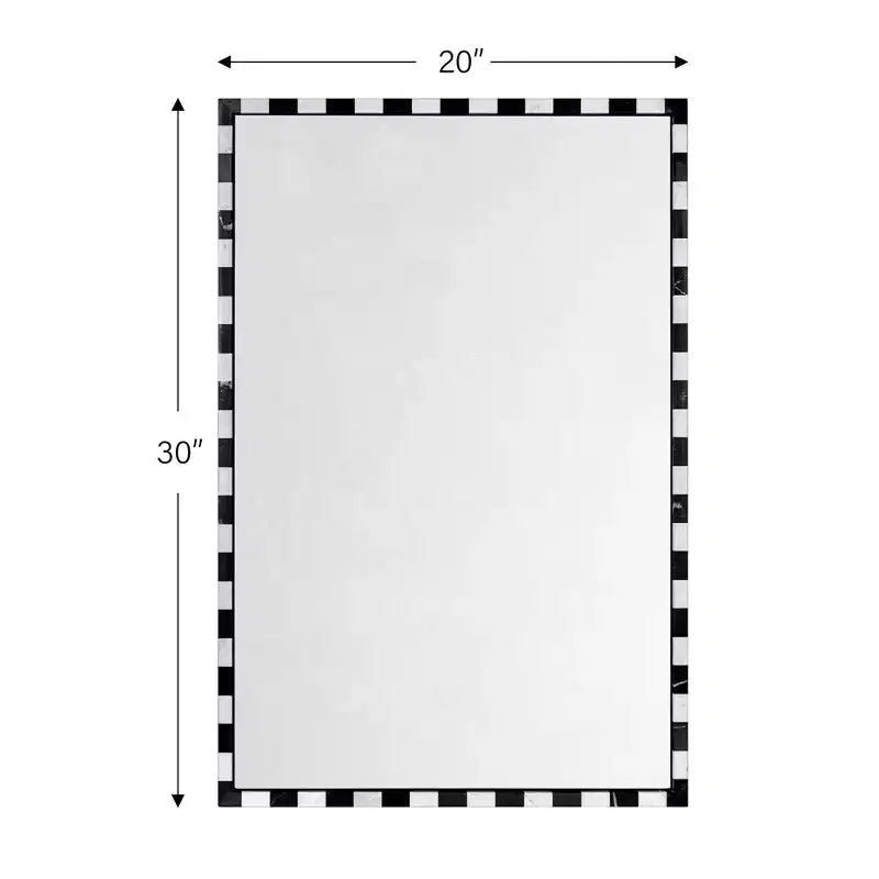 TEHOME livra Decorative Marble Rectangular Wall Mirror in Bold Black and White Checkerboard Pattern 20 x 30'', Perfect for Bathroom, Entryway