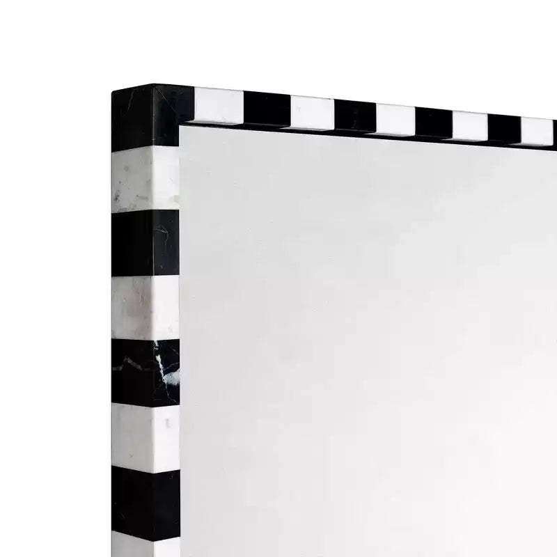 TEHOME livra Decorative Marble Rectangular Wall Mirror in Bold Black and White Checkerboard Pattern 20 x 30'', Perfect for Bathroom, Entryway