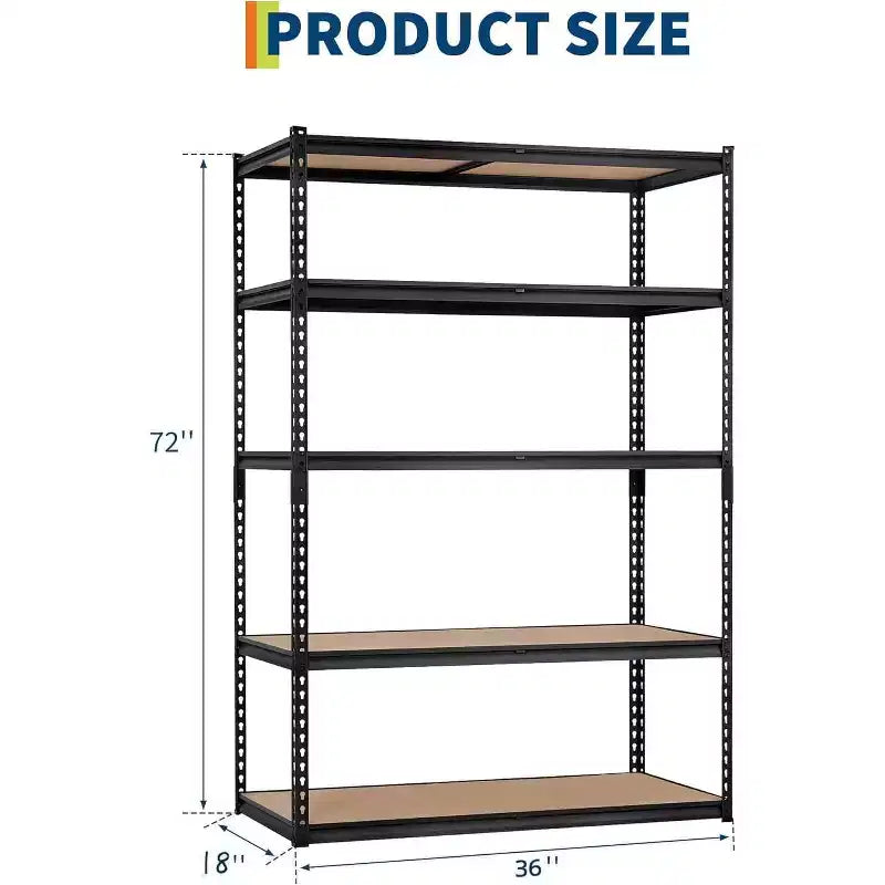 Étagères de rangement robustes pour garage, 5 niveaux, capacité de 907 kg, étagère métallique réglable 91x46x183 cm, rayonnage de rangement durable