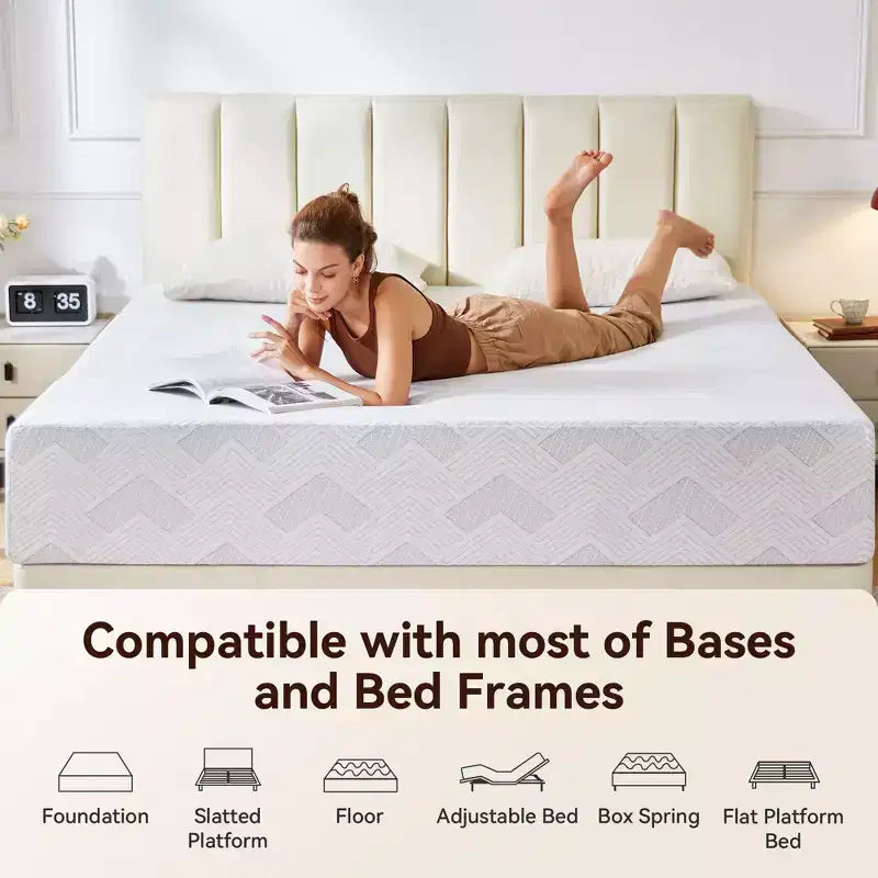 Matelas grand lit Sailvan 12 pouces, matelas en mousse à mémoire de forme et gel rafraîchissant en boîte, matelas de lit avec soulagement de la pression et isolation des mouvements