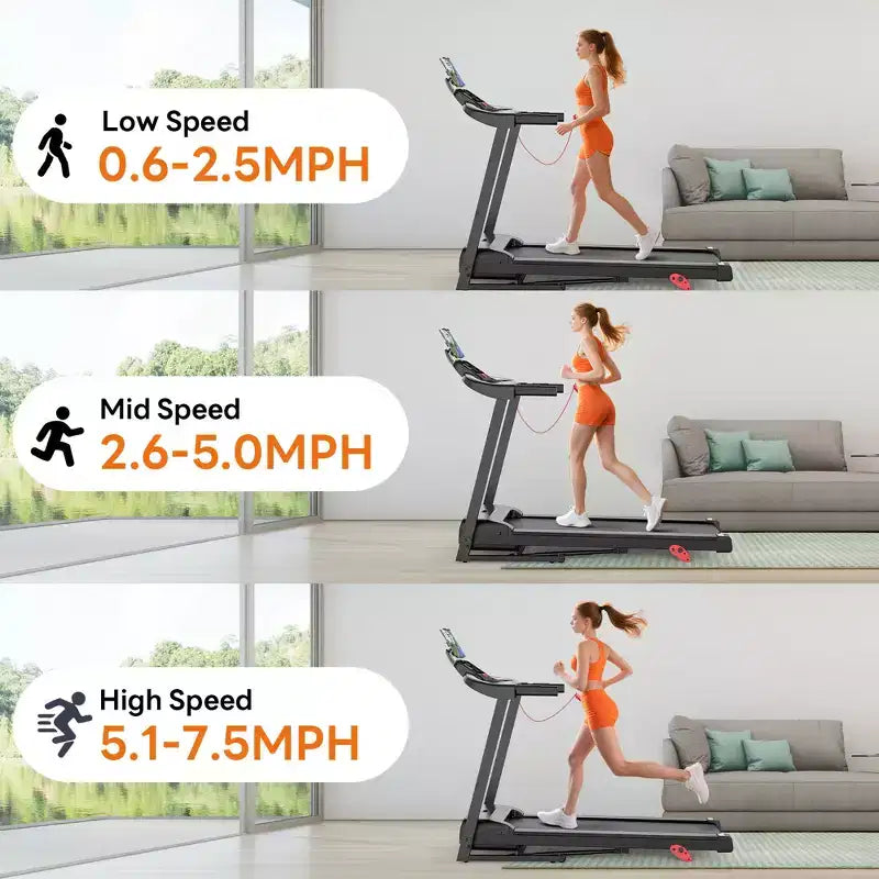 Portable Folding Treadmills Clearance, 2.75 HP Foldable Compact Treadmill for Home Office, Walking Running Treadmill with LED Display for Exercise