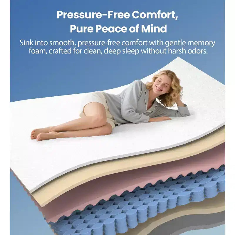 King Size Memory Foam Mattress, 14inch Gel Memory Foam Mattress, Breathable Mattress in a Box, Certified Safe Foams & Fabric
