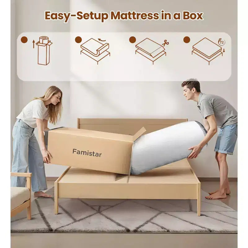 King Size Memory Foam Mattress, 14inch Gel Memory Foam Mattress, Breathable Mattress in a Box, Certified Safe Foams & Fabric