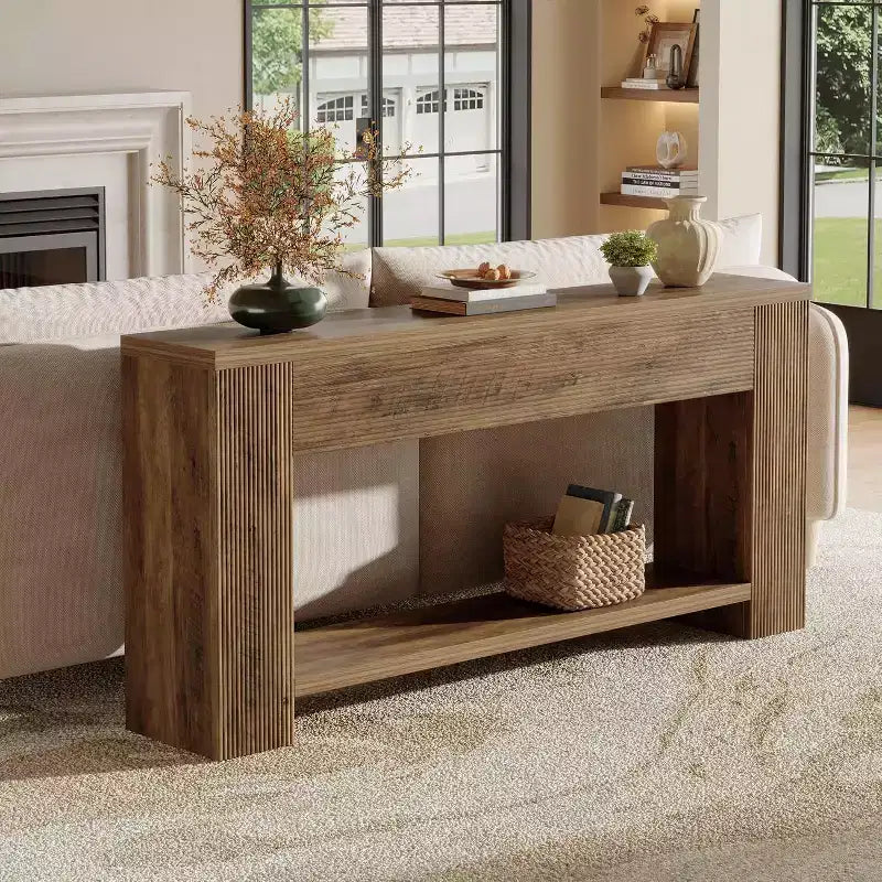 Tribesigns 70.9Console Tables for Entryway, Narrow Wooden Long Sofa Table Behind The Couch, for Living Room, Entrance, Foyer, Rustic Brown