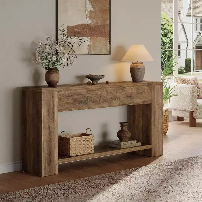 Tribesigns Console 70.9 pour Entrée, Table de Canapé Étroite en Bois Derrière le Canapé, pour Salon, Entrée, Foyer, Marron Rustique