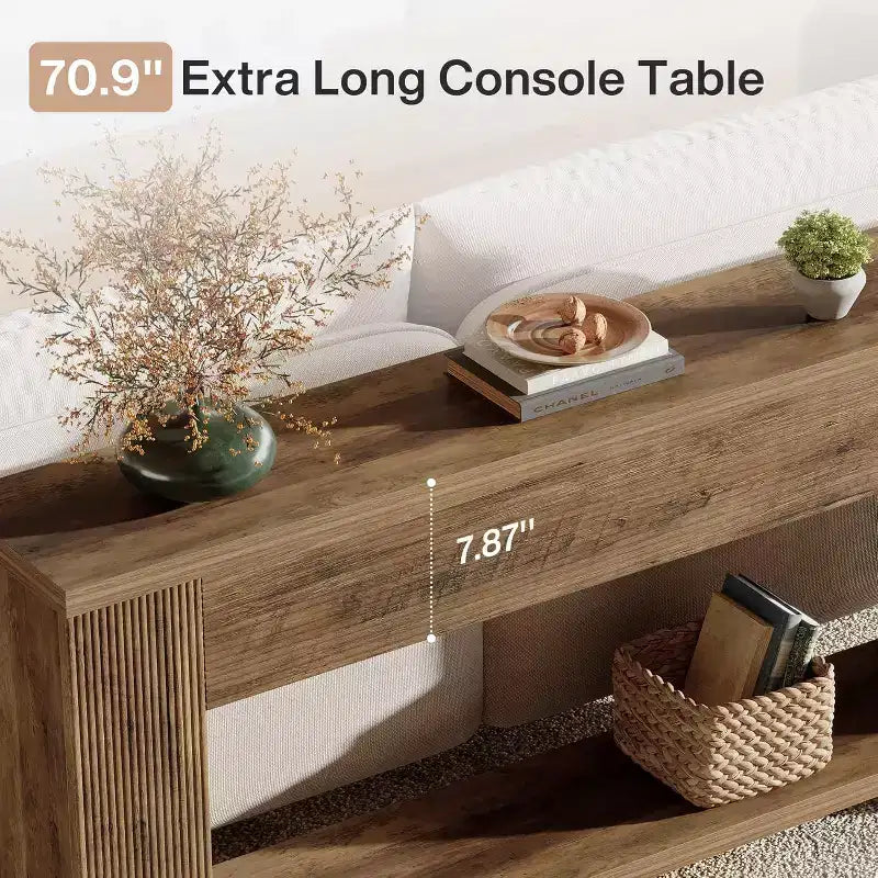 Tribesigns Console 70.9 pour Entrée, Table de Canapé Étroite en Bois Derrière le Canapé, pour Salon, Entrée, Foyer, Marron Rustique