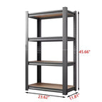 45.66 Inch H 4-Layer Black Storage Rack Adjustable Ht Wooden Shelf for Kitchen Garage Storage Room