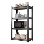 45.66 Inch H 4-Layer Black Storage Rack Adjustable Ht Wooden Shelf for Kitchen Garage Storage Room