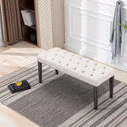 Banc de salle à manger Okak moderne en velours capitonné avec siège rembourré, pouf d'appoint rembourré pour salle à manger, chambre à coucher