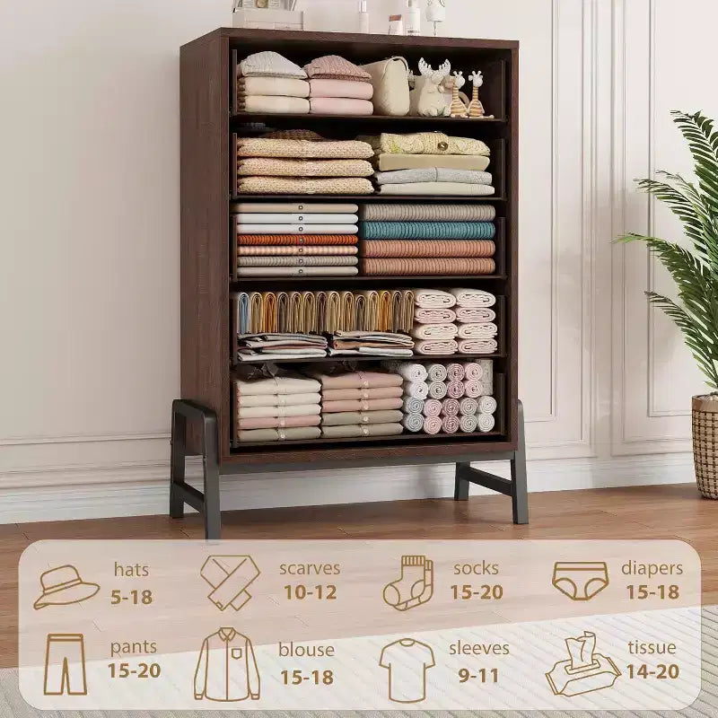 Commode Acekool à 6 tiroirs, Armoire de Rangement Haute avec Pieds Modernes pour Chambre ou Salon, 118,4 cm